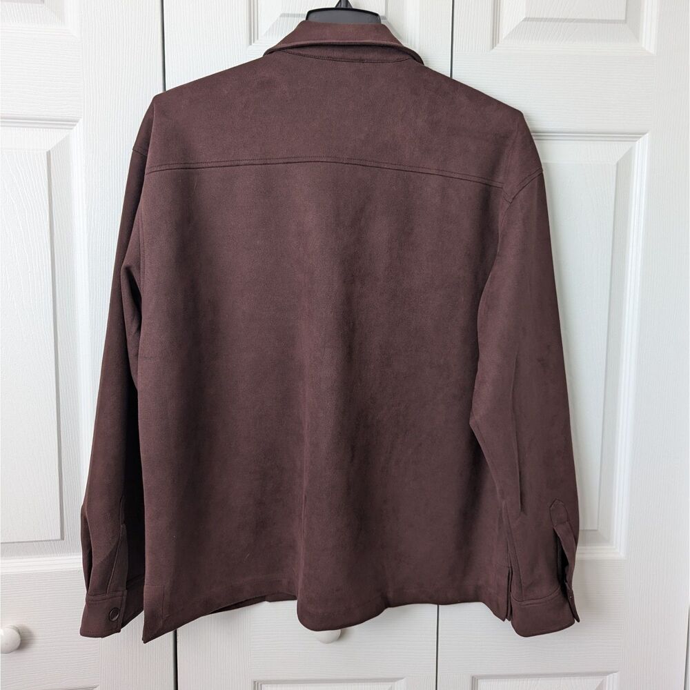 Forever 21 Men's Chocolate Brown Snap Button Faux Suede Men's Jacket Large - Picture 6 of 7